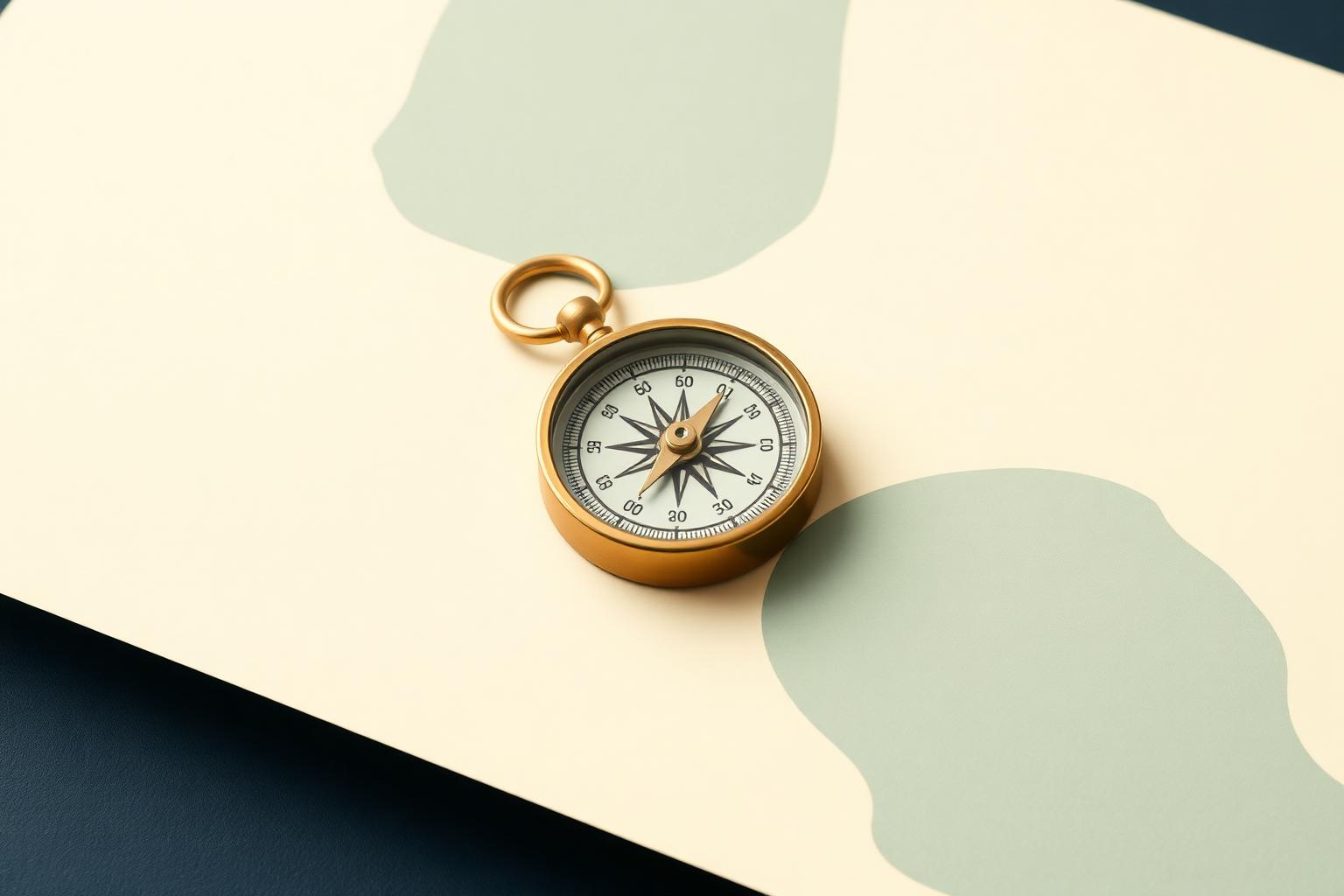 Abstract illustration of a compass rose drawn in simple geometric lines.