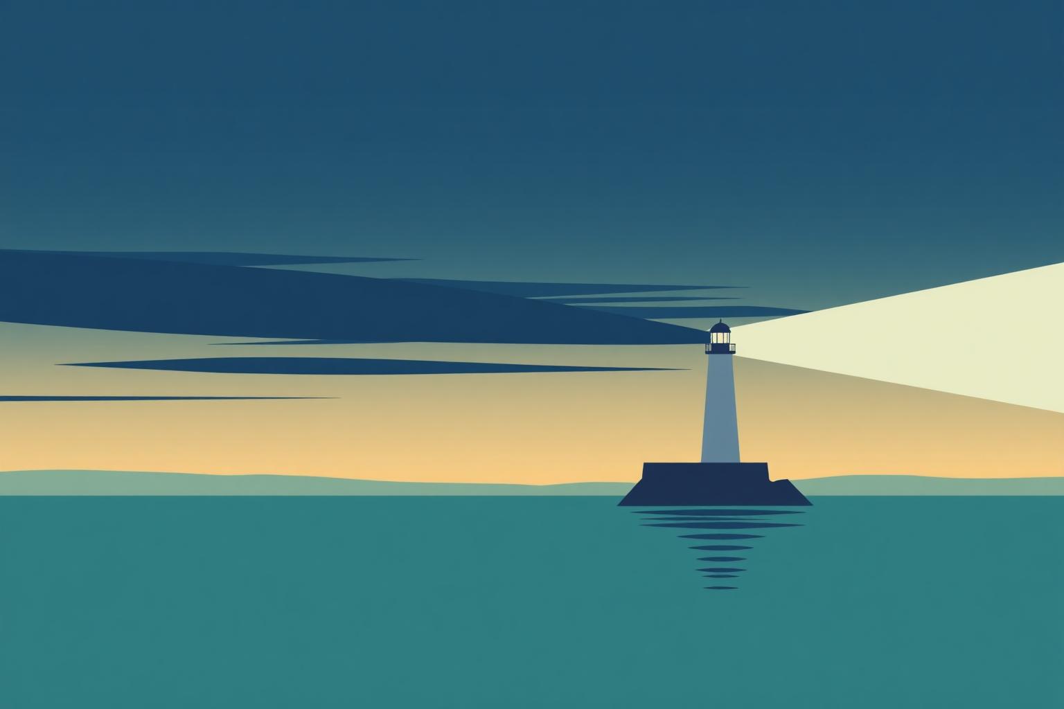 Abstract illustration of a steady light within a calm dark field.
