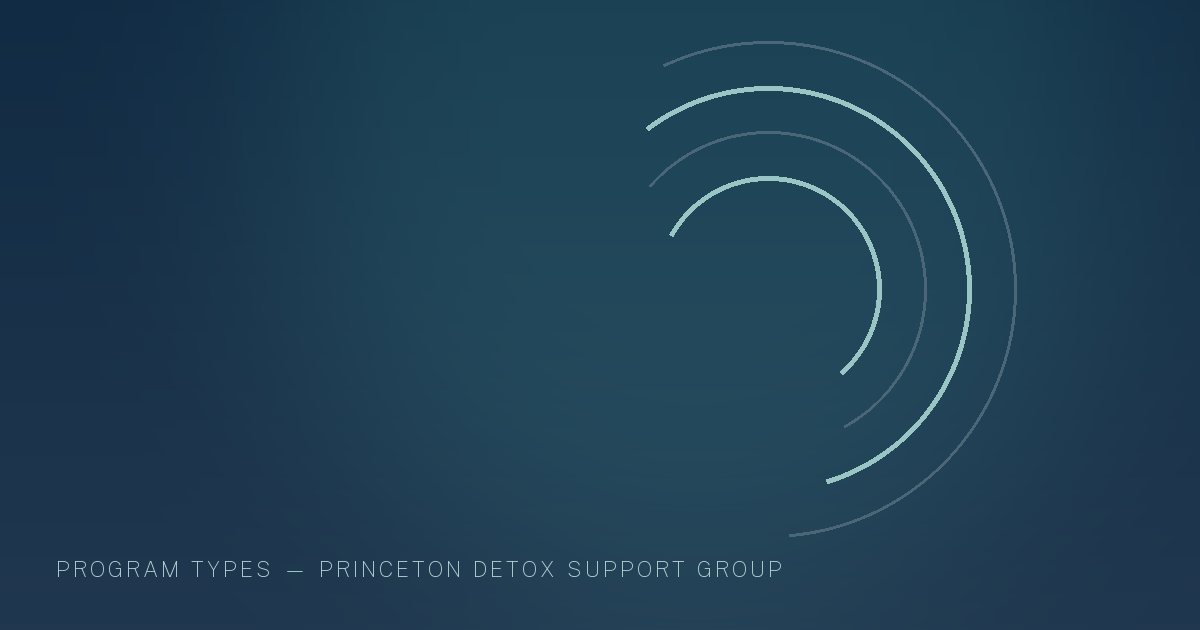 Illustration in the site's navy and teal palette showing overlapping arcs gathered around a common centre, marking this guide to Alcohol Rehab & Treatment Options in New Jersey.