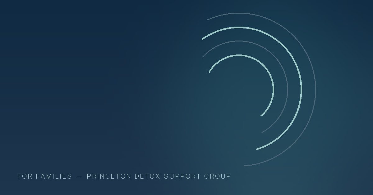 Illustration in the site's navy and teal palette showing overlapping arcs gathered around a common centre, marking this guide to Addiction Treatment for First Responders & Healthcare Workers in New Jersey.
