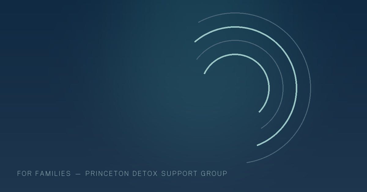Illustration in the site's navy and teal palette showing overlapping arcs gathered around a common centre, marking this guide to how to Approach an Intervention for a Loved One in New Jersey.