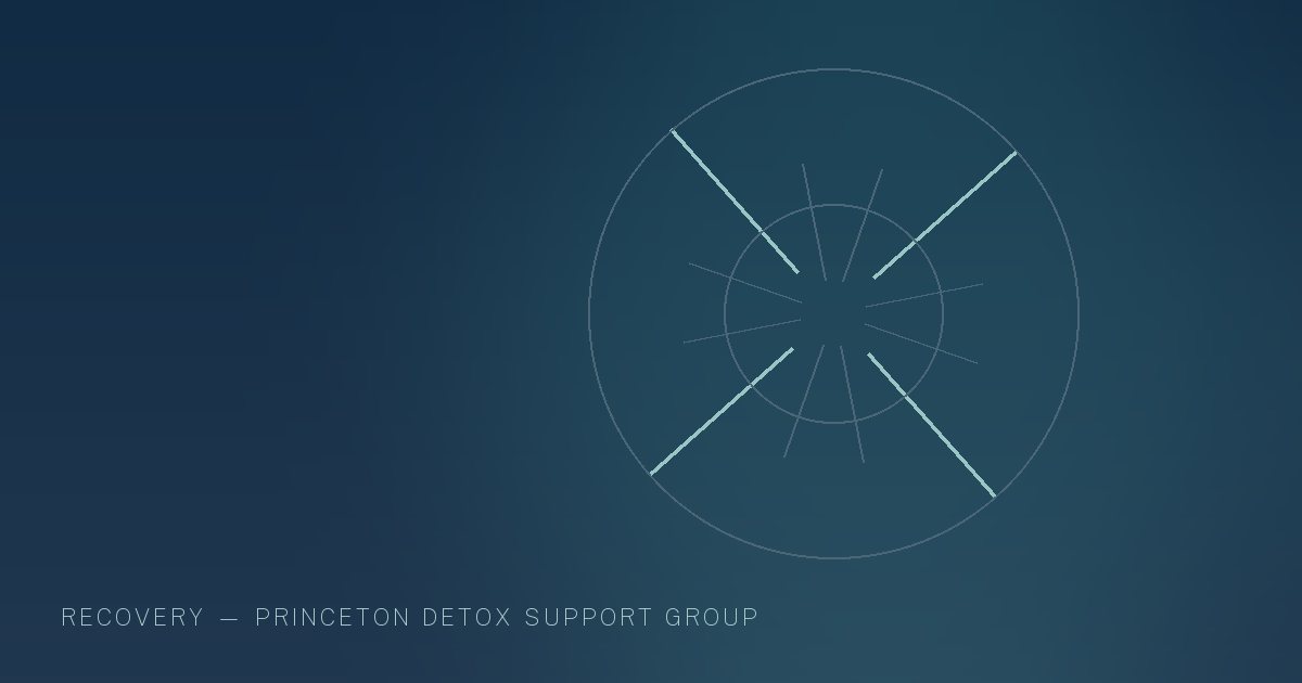 Illustration in the site's navy and teal palette showing a compass rose drawn in fine geometric lines, marking this guide to Relapse Prevention Planning.