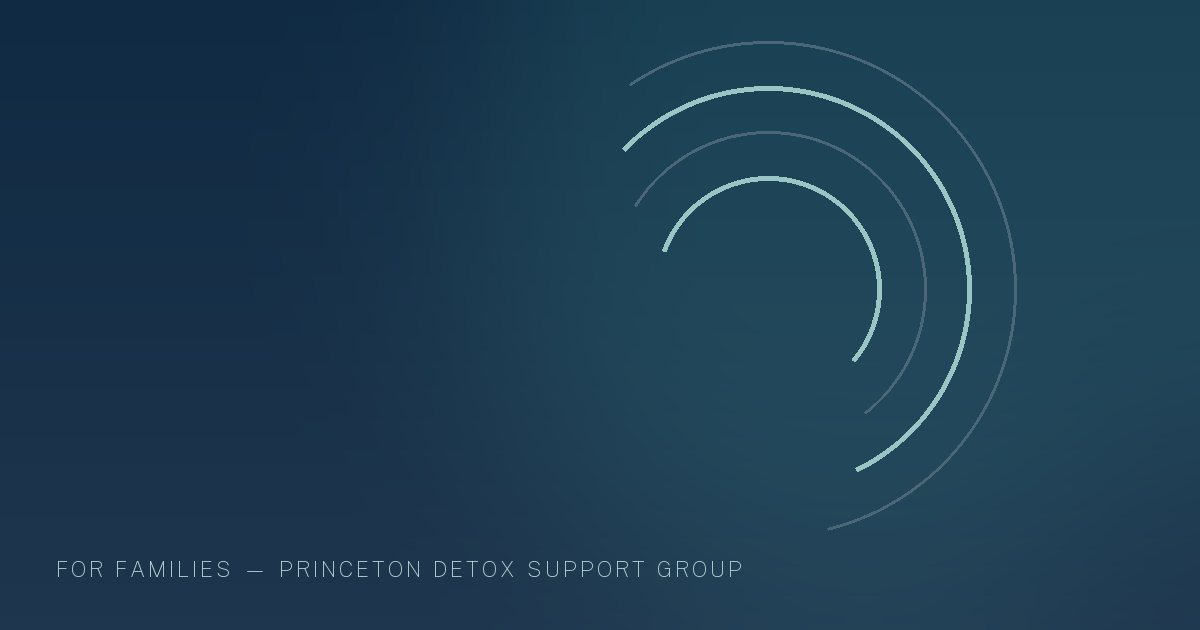Illustration in the site's navy and teal palette showing overlapping arcs gathered around a common centre, marking this guide to Addiction Treatment for Veterans in New Jersey.